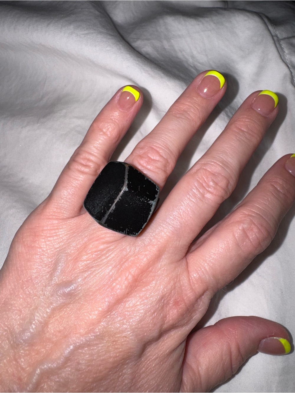 Boutique Chunky Black Resin Wide Band Statement Ring Size